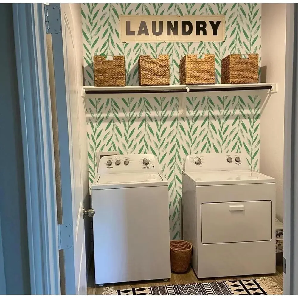 Wudnaye Green Leaf Wallpaper Peel and Stick Wallpaper Floral Wallpaper 17.7Inch